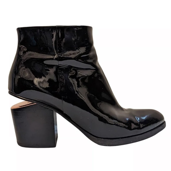 Alexander Wang Gabi Patent leather rose gold booties